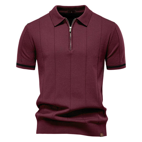 Herren Polohemd mit kurzer Knopfleiste und strukturiertem Design EB