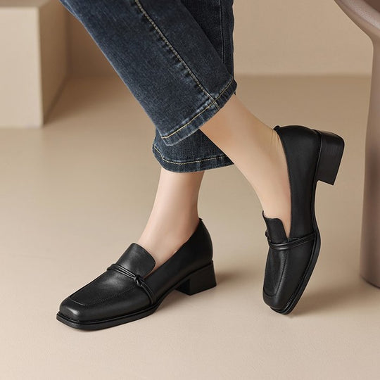 Damen elegante Loafers mit komfortablem Blockabsatz EB