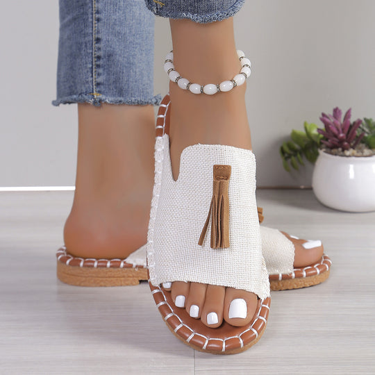 Damen Offene Freizeit-Sandalen mit modischem Quasten-Detail und rutschfester Sohle EB