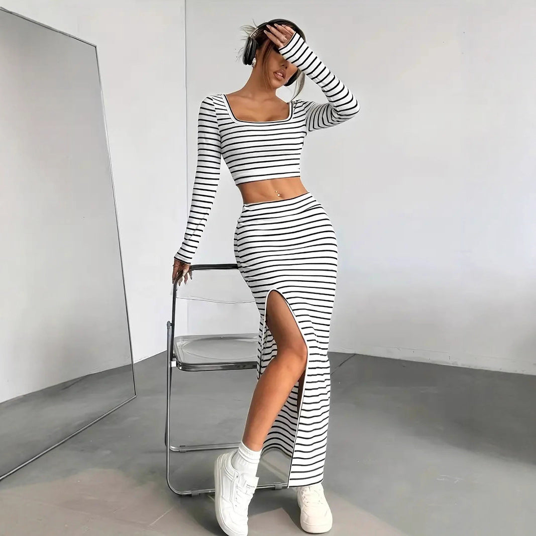 Damen Maxikleid im modernen Streifenlook EB