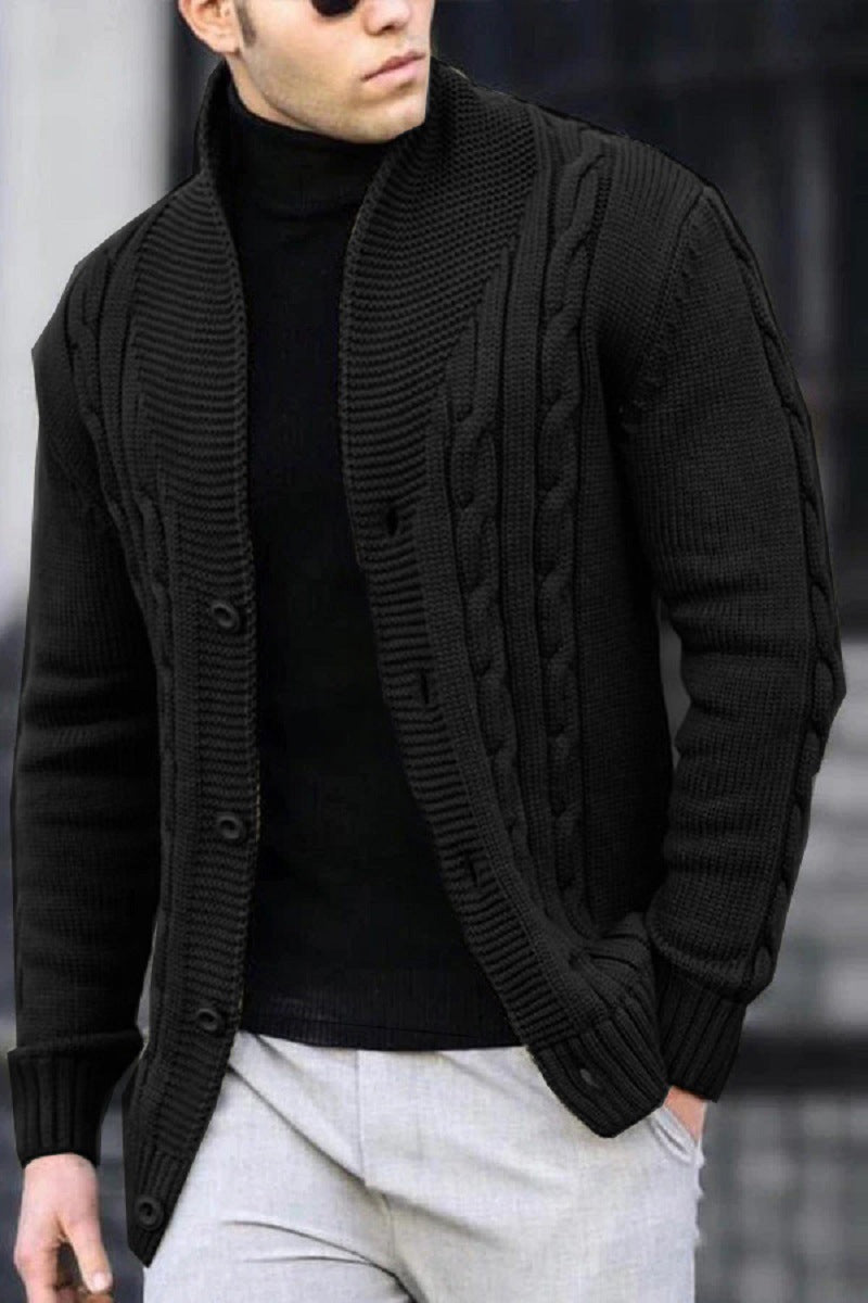 Herren Strickjacke mit robustem Zopfmuster und langlebigem Knopfverschluss EB