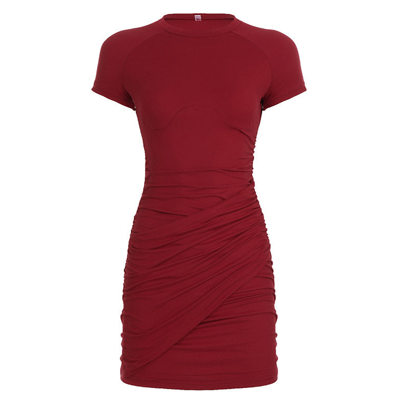 Damen Wickelkleid mit asymmetrischem Saum und elegantem Rüschendesign EB