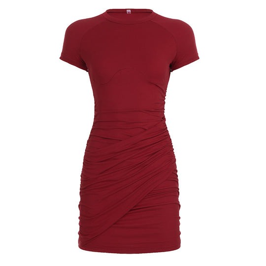 Damen Wickelkleid mit asymmetrischem Saum und elegantem Rüschendesign EB