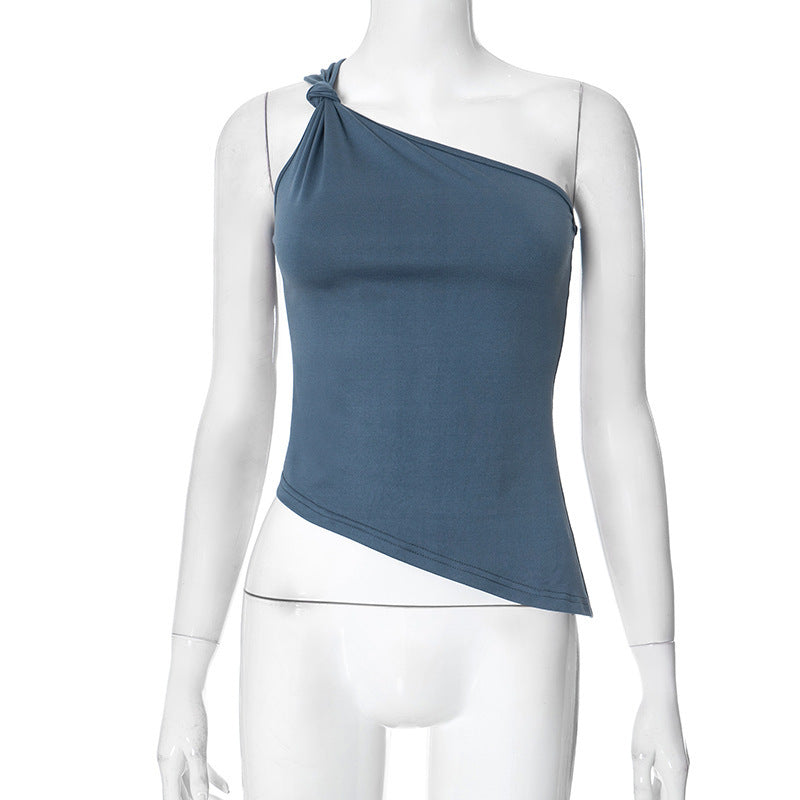 Damen asymmetrisches Trägershirt mit elegantem Knoten-Detail EB