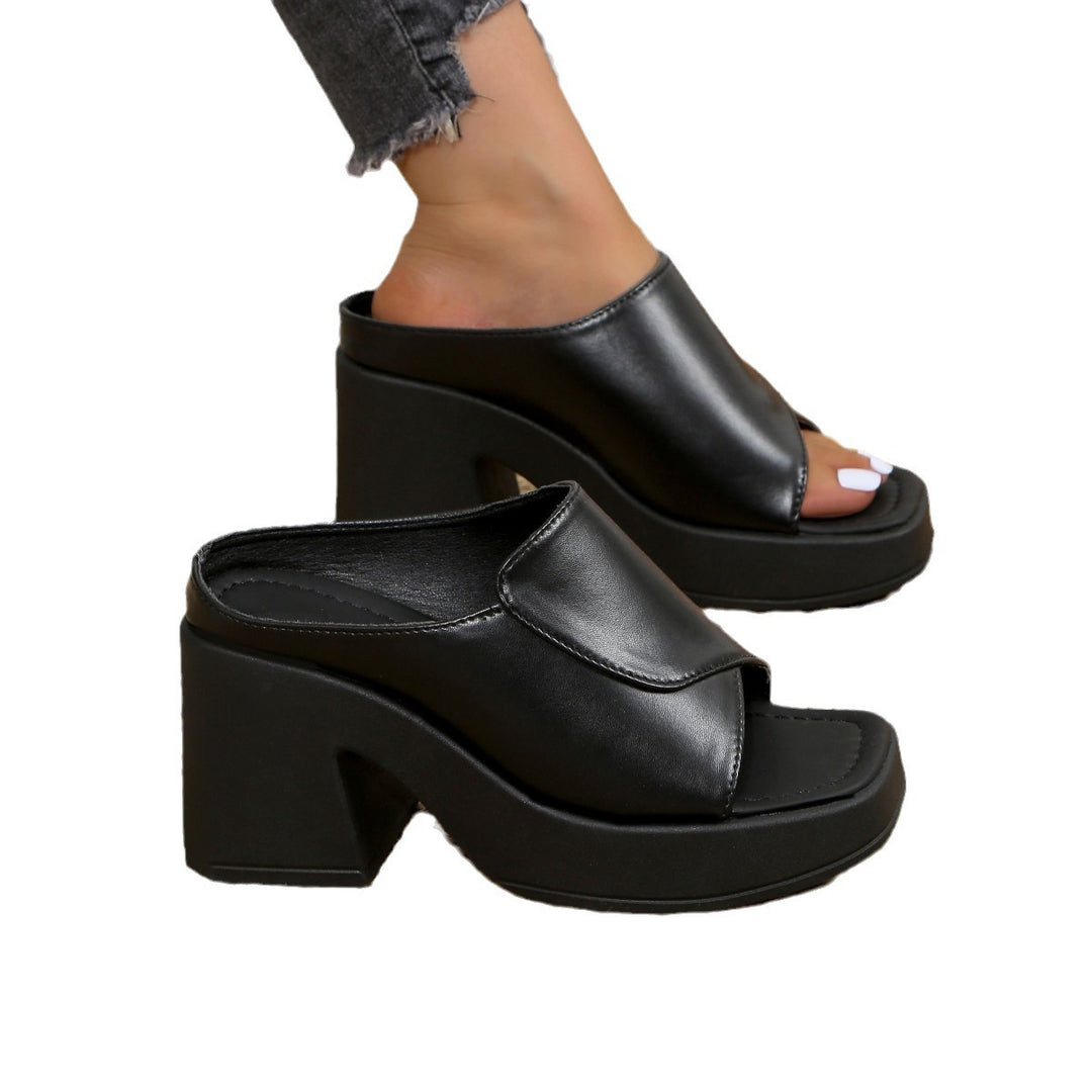 Damen Wedge-Pantoletten mit modischem Faltendesign und blockiertem Absatz EB