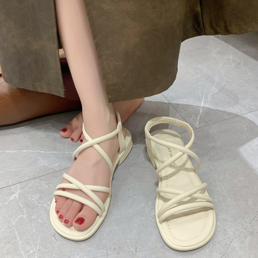 Damen Sandalen mit innovativem Riemendesign und bequemem Fußbett EB