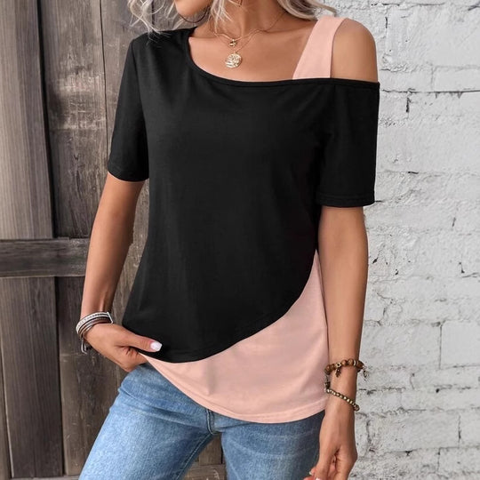 Damen Modisches T-Shirt mit asymmetrischem Design EB
