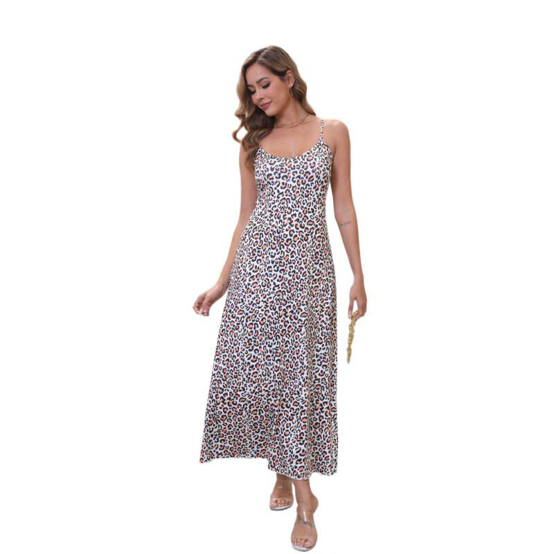 Damen Maxikleid im modernen Leoparden-Design mit lockerer Passform EB