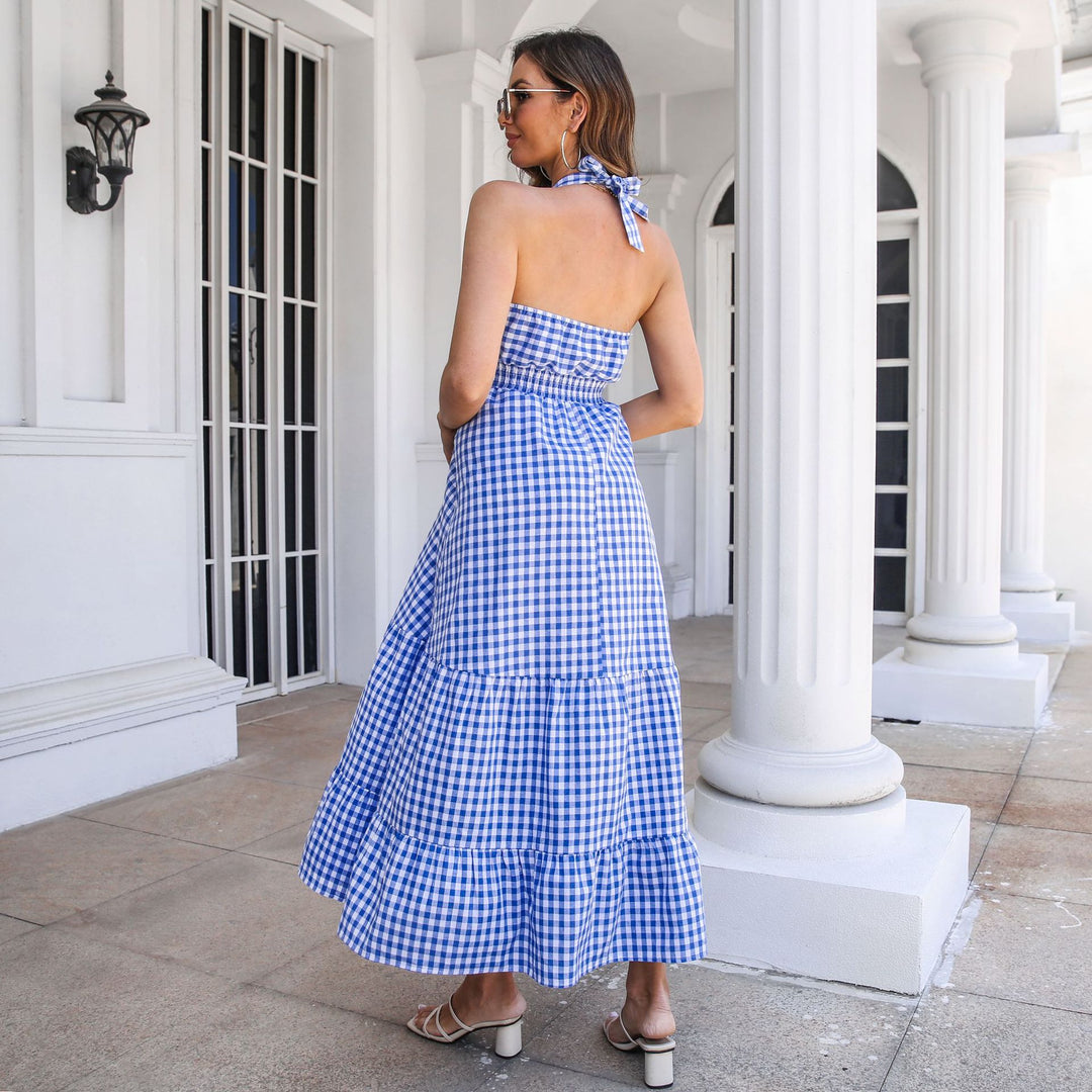 Damen Maxikleid mit V-Ausschnitt und Volants EB