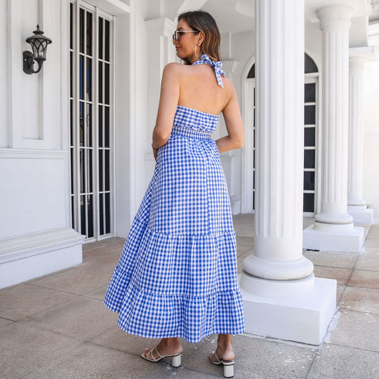 Damen Maxikleid mit V-Ausschnitt und Volants EB