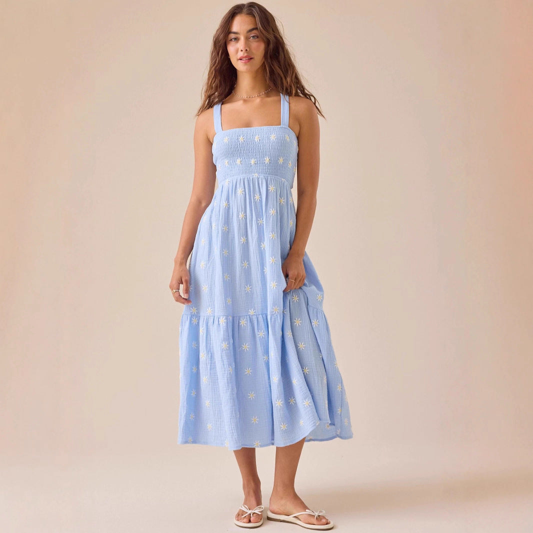 Damen Maxikleid mit gesticktem Design und luftiger Passform EB