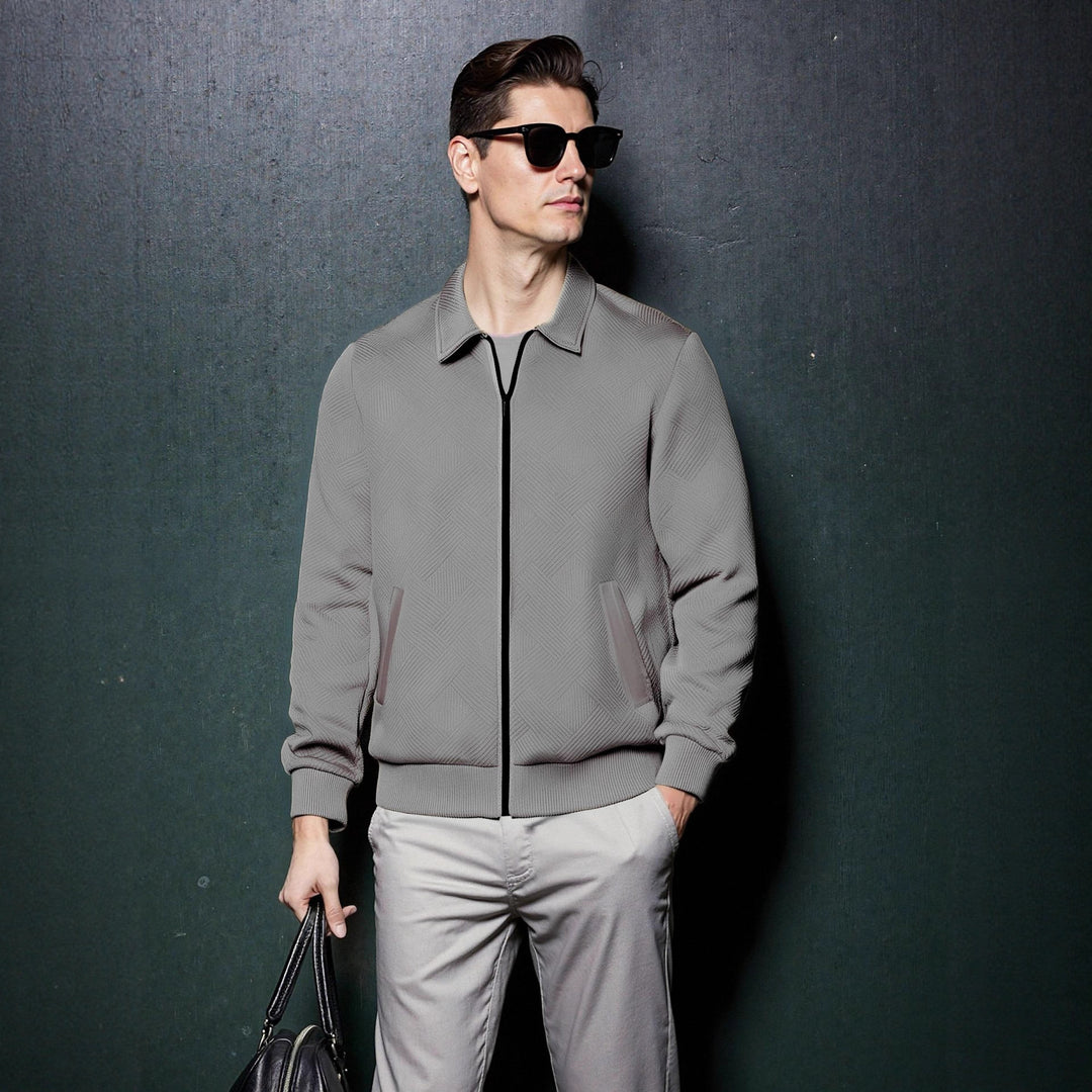 Herren sportliche Jacke mit strukturiertem Design und modernem Kragen EB