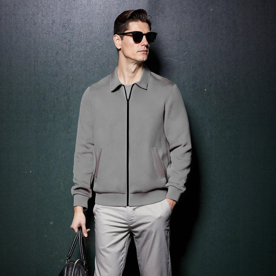 Herren sportliche Jacke mit strukturiertem Design und modernem Kragen EB