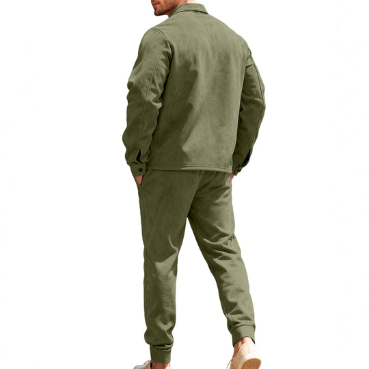 Herren nan Shirtjacke mit Pattentaschen und gerade geschnittene Chinohose EB