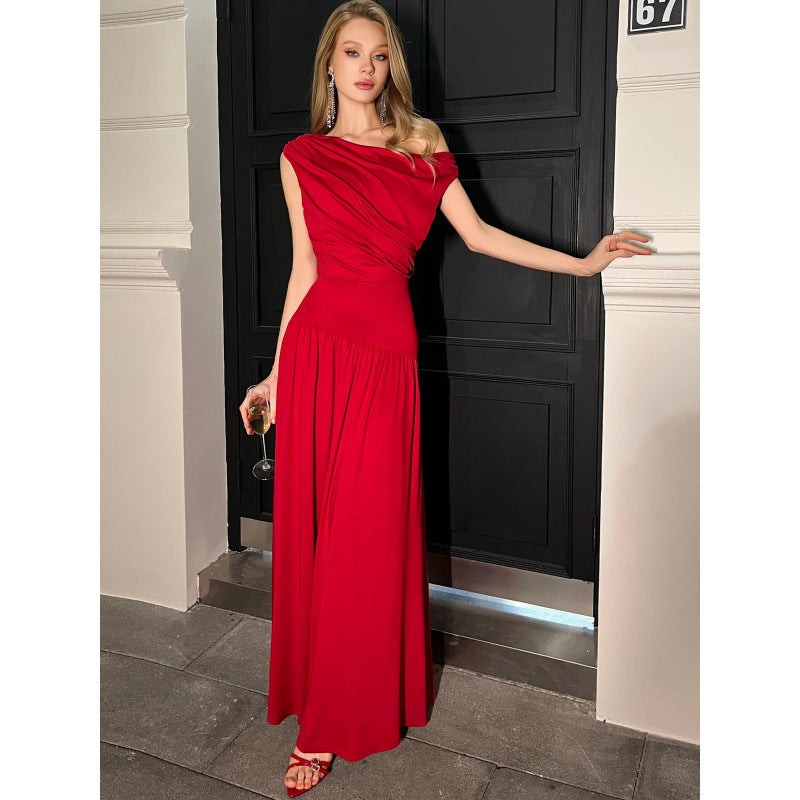 Damen Elegantes Maxikleid mit Drapier-Details EB