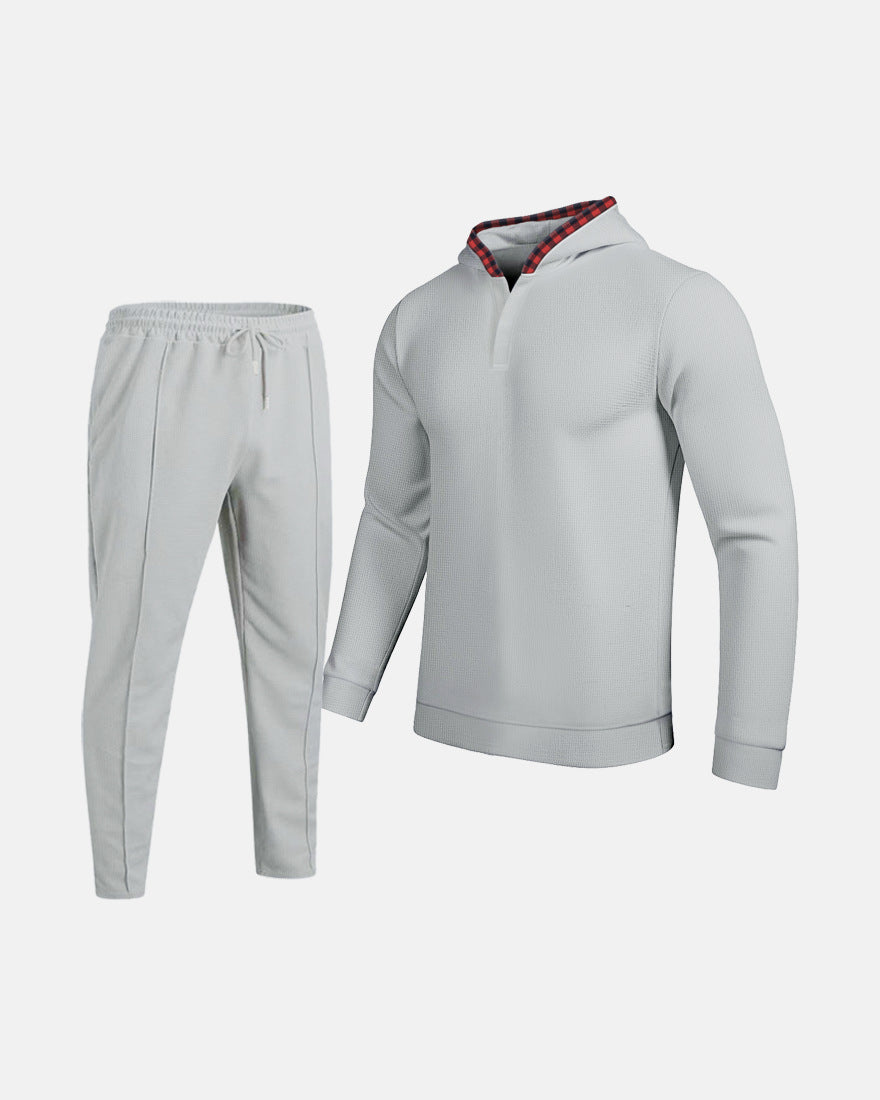 Herren Sportlicher Hoodie mit Karodetails und passtgenauen Jogginghose EB