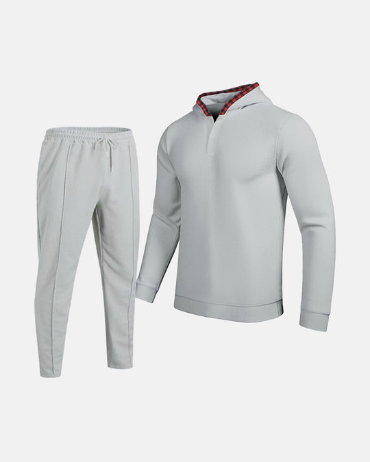 Herren Sportlicher Hoodie mit Karodetails und passtgenauen Jogginghose EB