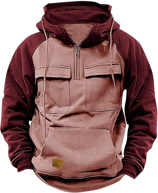Herren Sportlicher Baumwoll-Hoodie mit Kapuze und praktischen Taschen EB