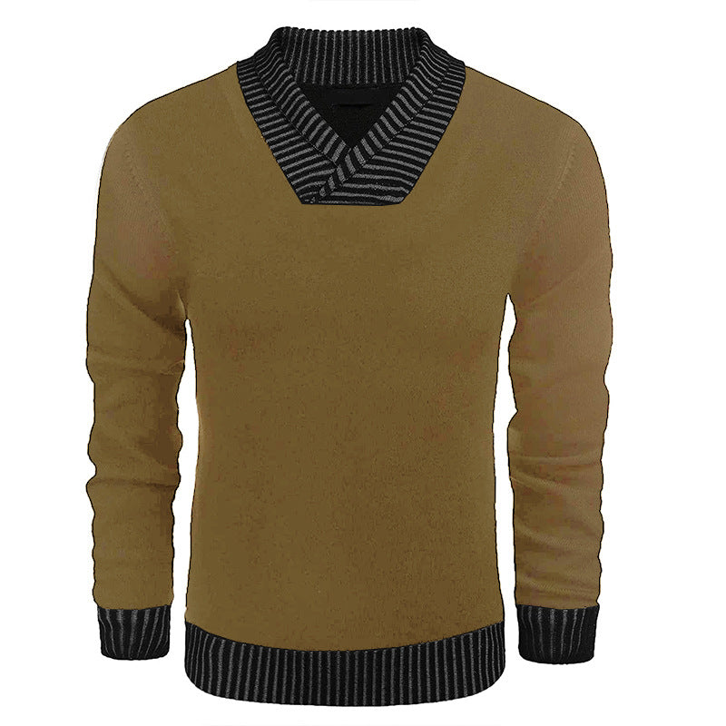 Herren eleganter Strickpullover mit modernem Schalkragen und strukturiertem Oberteil EB
