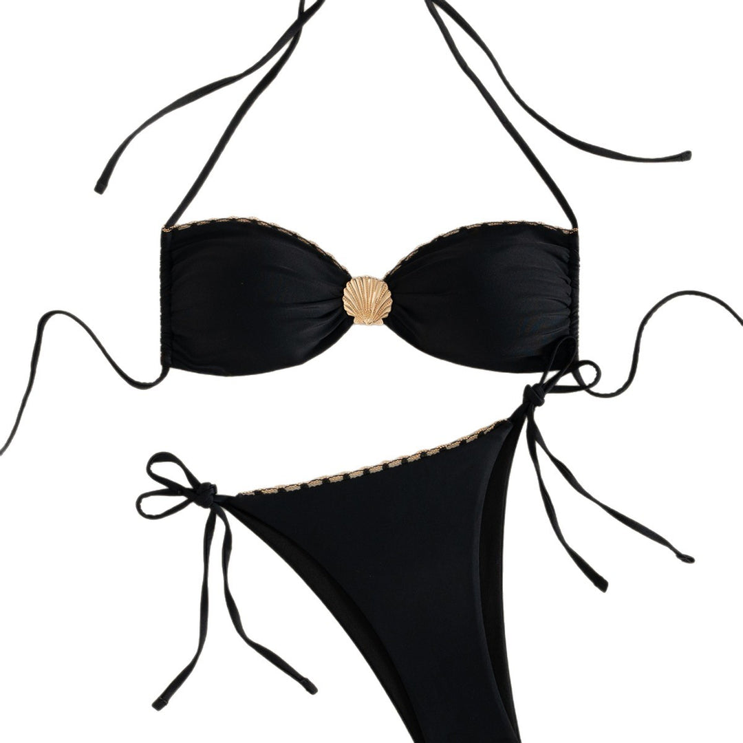 Damen Eleganter Bikini mit goldenen Akzenten EB