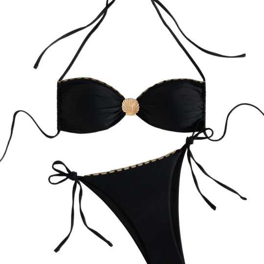Damen Eleganter Bikini mit goldenen Akzenten EB