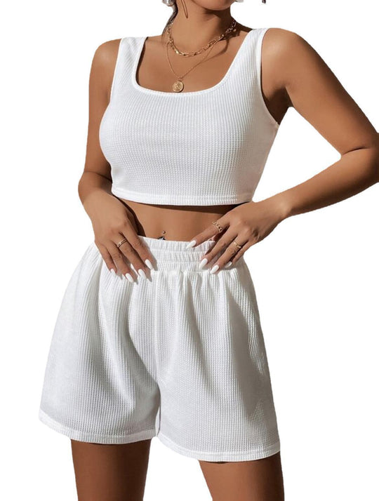 Damen Sportliches Crop-Top und Shorts Ensemble EB
