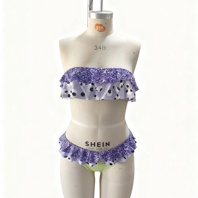 Damen Bandeau-Bikini-Set mit Rüschendetails EB