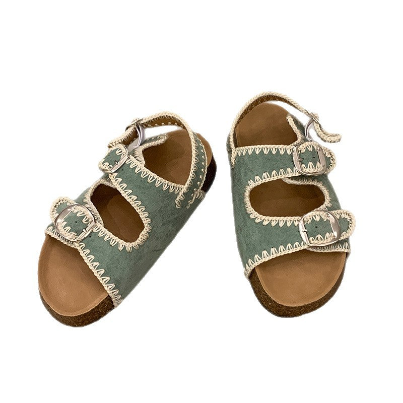 Damen bequeme Sandalen mit verstellbarem Schnallenverschluss und ergonomischem Fußbett EB