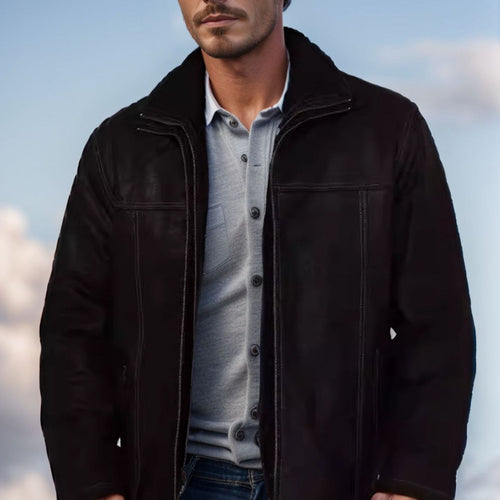 Herren gemütliche und stylische Jacke aus weichem Kunstleder EB