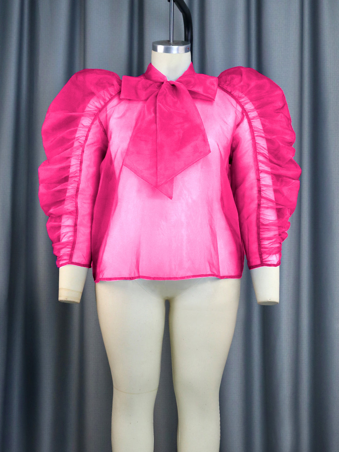 Damen elegantes Oberteil mit voluminösen Rüschenärmeln EB