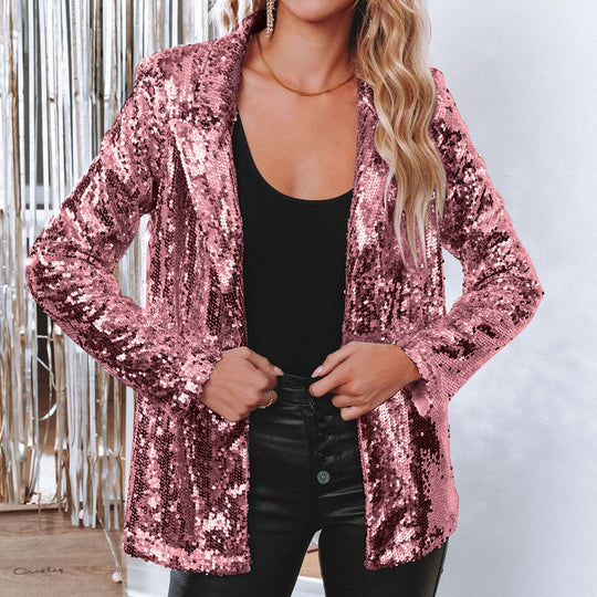 Damen Blazer mit Paillettenbesatz EB
