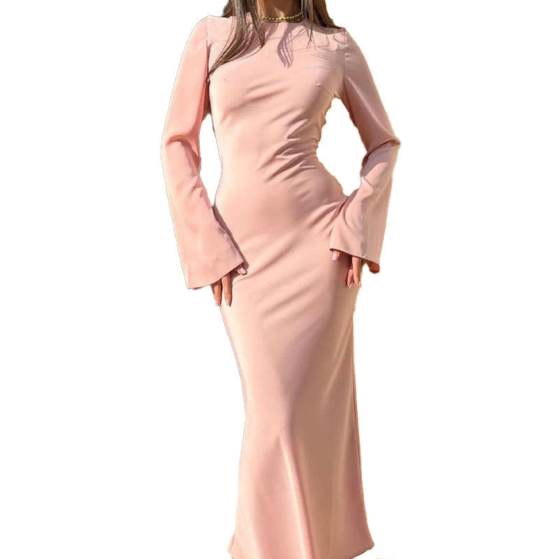 Damen elegantes Maxikleid mit weitem Schnitt und eleganten Ärmeln EB