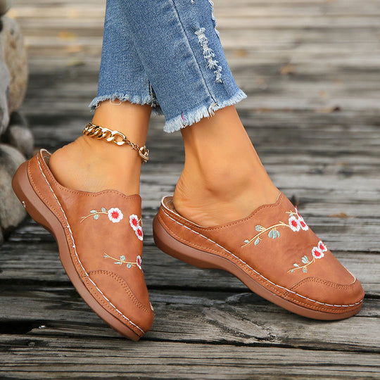 Bestickte Vintage-Blumen Hausschuhe EB