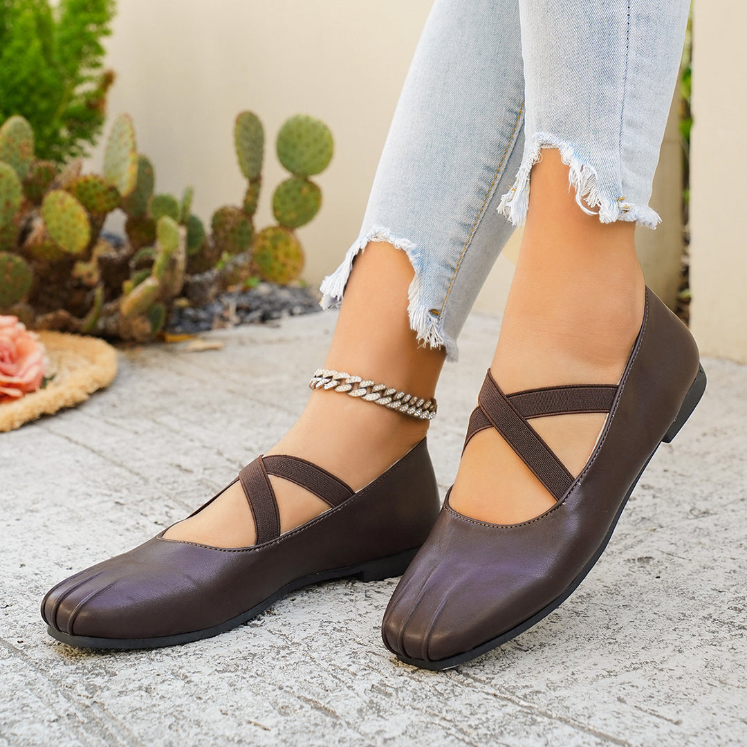 Damen modische Ballerinas mit kreuzförmigen Riemen und eleganter Sohle EB