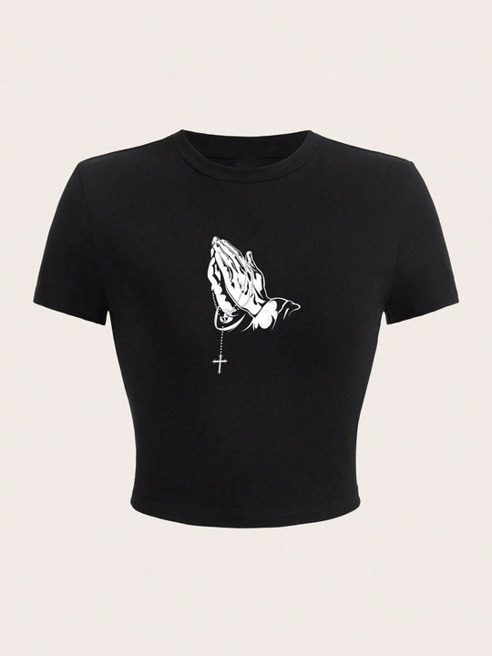 Damen Crop-Top mit auffälligem Schriftzug EB