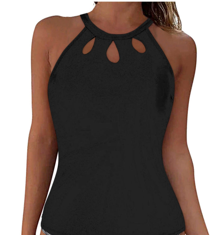 Damen Sportliches Tankini-Oberteil mit modischem Rundhalsausschnitt und Cut-Outs EB