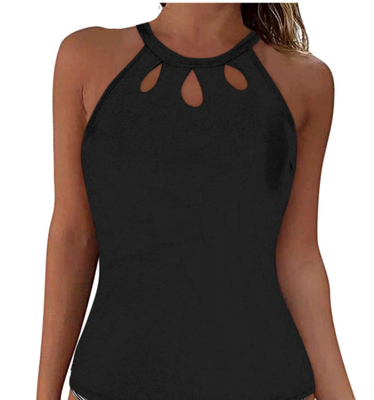 Damen Sportliches Tankini-Oberteil mit modischem Rundhalsausschnitt und Cut-Outs EB