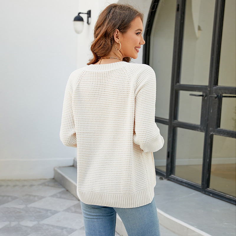 Damen Strickjacke mit modernem Waffelmuster und praktischen Reißverschlusstaschen EB