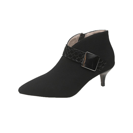Damen Ankle-Boots mit modischem Riemen und elegantem Blockabsatz EB