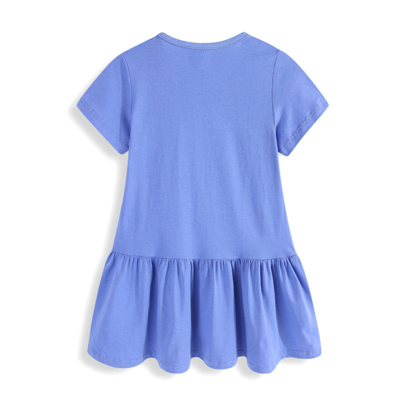 Mädchen Baumwoll-Kleid mit handgestickter Einhorn-Applikation EB
