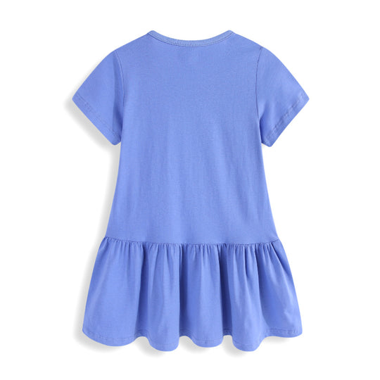 Mädchen Baumwoll-Kleid mit handgestickter Einhorn-Applikation EB