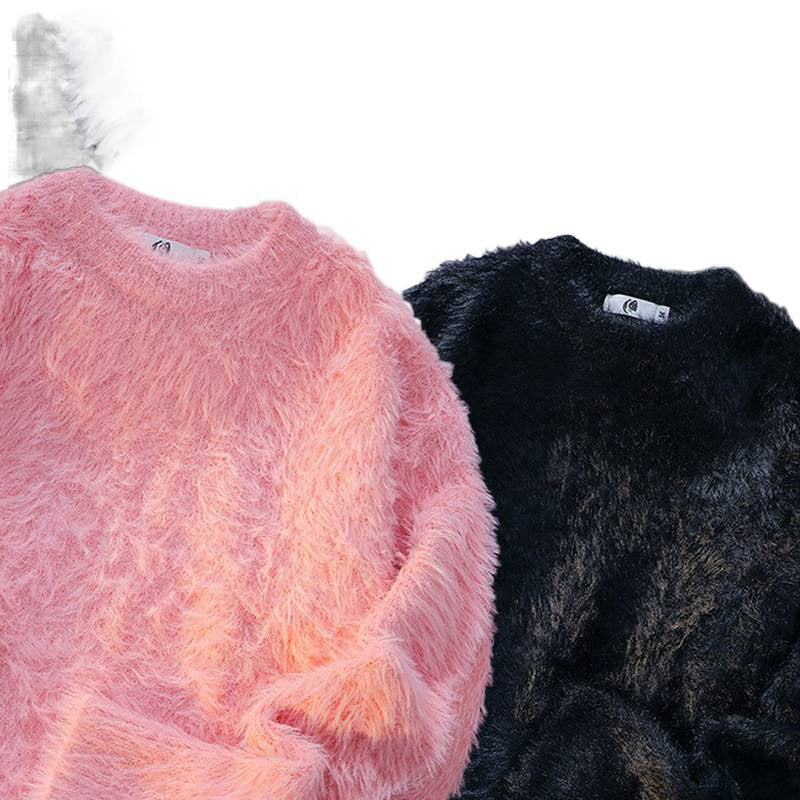 Damen Flauschiger Rundhalspullover EB