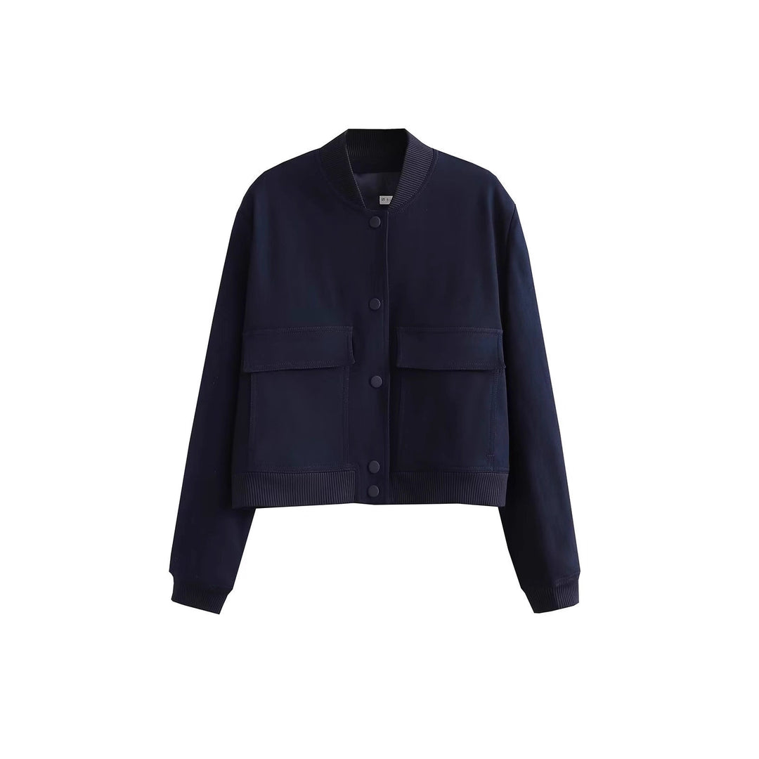 Damen Kurzblouson im Utility‑Stil mit Klappentaschen und Rippbündchen EB