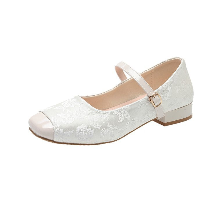 Damen Ballerinas mit zierlichem Riemen und floralem Design EB