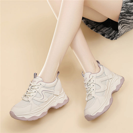 Damen Sportliche Chunky Sneaker mit atmungsaktivem Obermaterial und dämpfender Sohle EB
