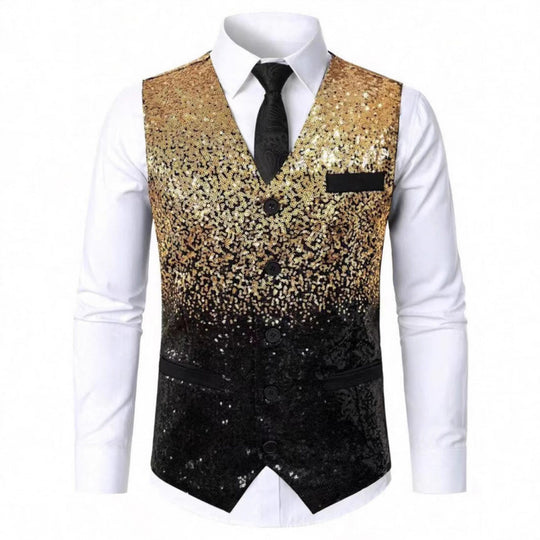 Herren Glitzernde Festtagsweste mit schimmerndem Paillettenmuster EB