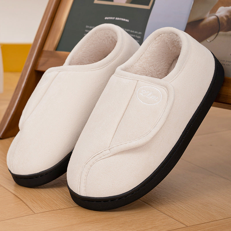 Damen Bequeme und warme Hausschuhslipper mit verstellbarem Klettverschluss EB