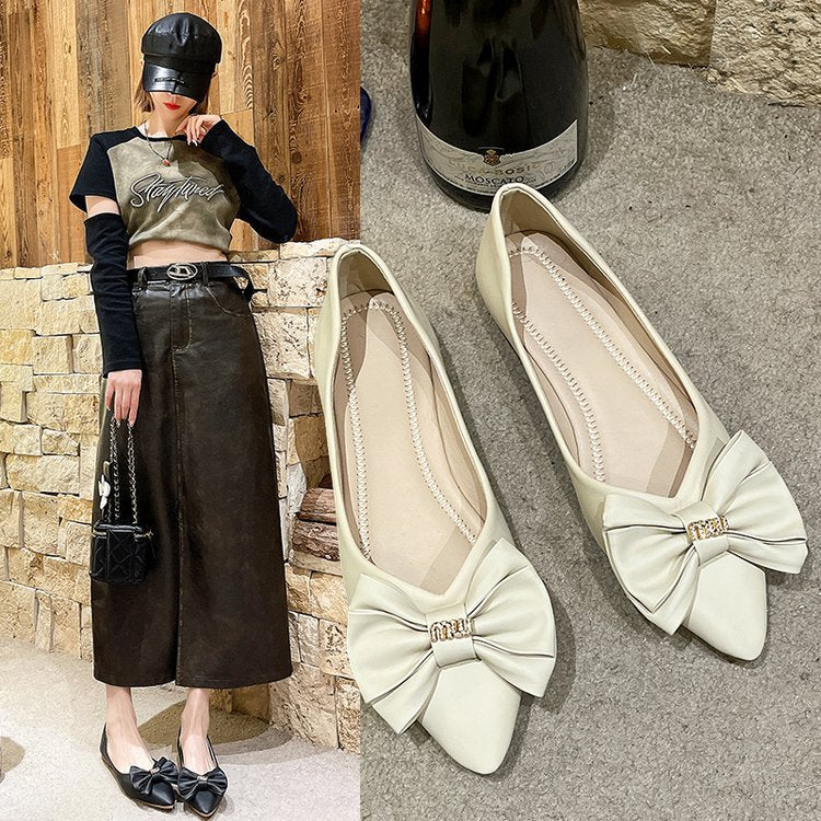 Damen elegante Ballerinas mit schickem Schleifenakzent EB