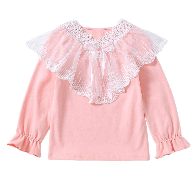 Mädchen Langarmshirt mit eleganter Spitzenverzierung EB