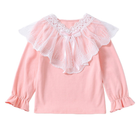 Mädchen Langarmshirt mit eleganter Spitzenverzierung EB